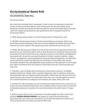 Ecclesiastical Deed Poll For Amourica