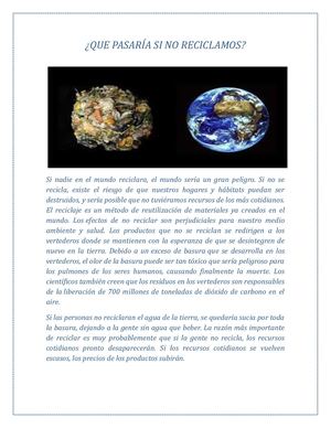Que Pasaría Si No Reciclamos
