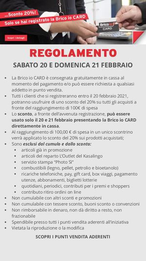 Regolamento Sconto 20% Brico Io Card 20e21febbraio
