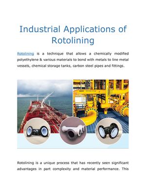 Industrial Applications Of Rotolining