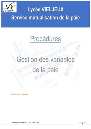 Procédure Gestion De La Paie