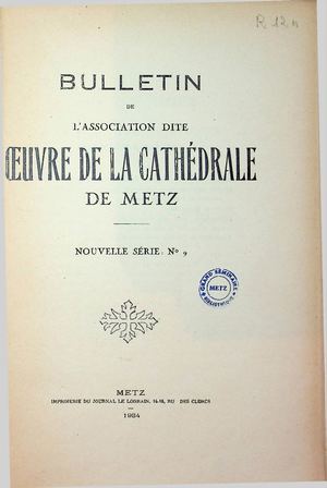 Œuvre Cathédrale de Metz 1934 - NS 09