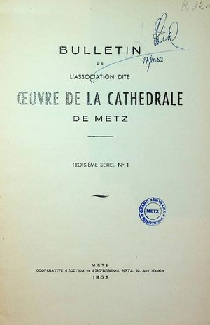 Œuvre Cathédrale de Metz 1952 -3e Série 1