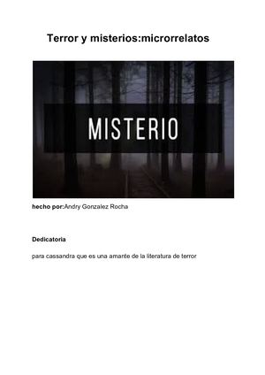 Terror Y Misterios Microrrelatos