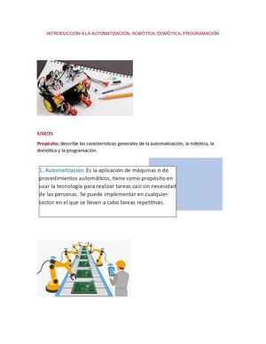 Introducción A La Automatización, robótica y programación