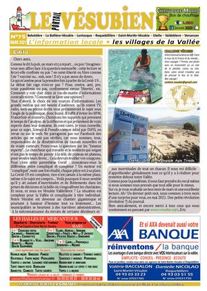 MARS 2021 - LE portail VESUBIEN n°75. Journal gratuit de la Vésubie & Valdeblore - 06450 - Alpes Maritimes