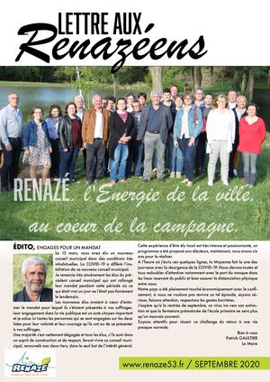 Lettre aux Renazéens - Septembre 2020