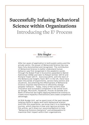 Introducing the E3 Process by Eric Singler - BVA Nudge Unit
