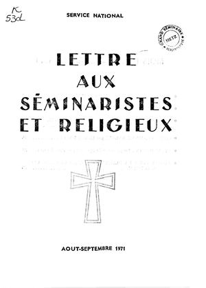 Lettre Séminaristes 1971-08 & 09