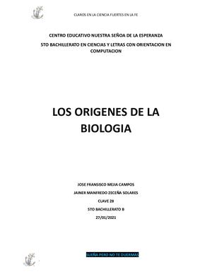 Los Origenes De La Biologia
