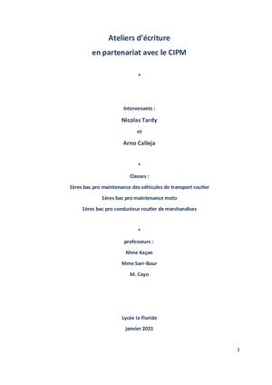 Ateliers D Ecriture 2021