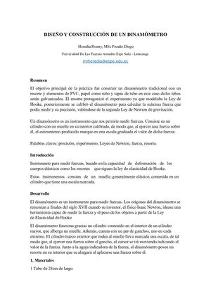 Diseño Y Construcción De Un Dinamómetro