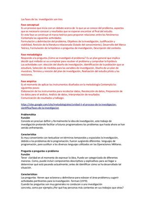 Las Fases De Las Investigación Son Tres