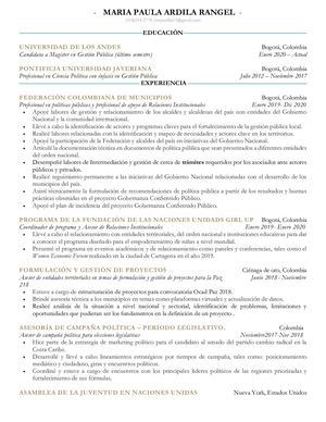 Hoja De Vida Act Maria Paula Ardila Rangel