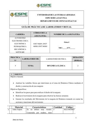 Construcción y Diseño de una maqueta de Dinámica Clásica