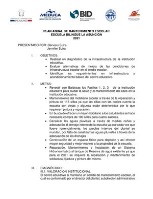Plan De Mantenimiento Escolar