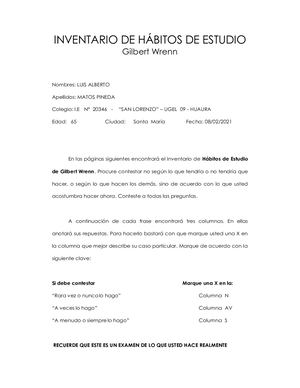 Test De Hábitos De Estudio Luis Matos P