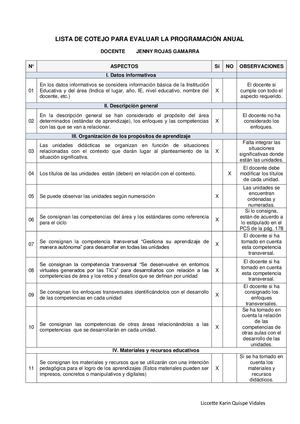 LISTA DE COTEJO - PA UD - JENNY ROJAS GAMARRA