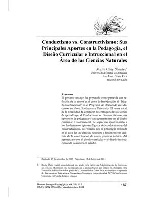 Dialnet Conductismo Vs Constructivismo 5409429