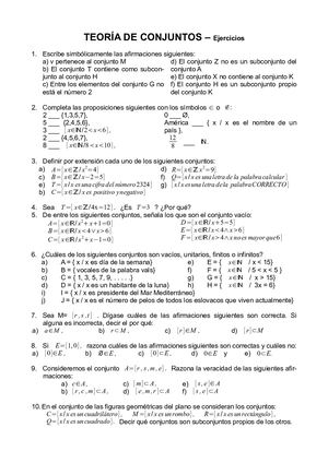 Ejercicios De Teoria De Conjuntos