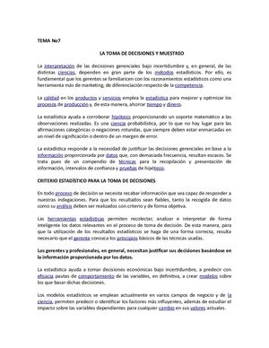LA TOMA DE DECISIONES Y MUESTREO