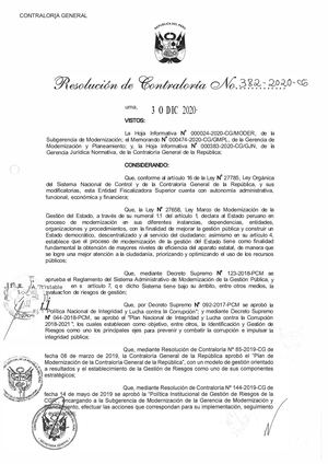 Directiva n.° 011-2020-CG/MODER "Gestión del Riesgo