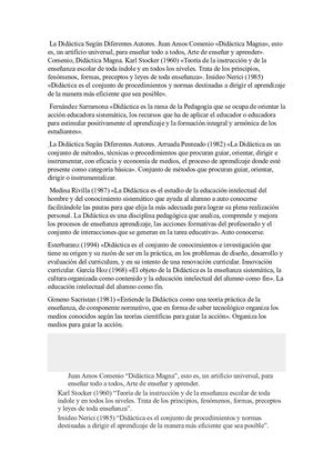 La Didáctica Según Diferentes Autores