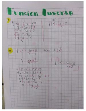 Estadistica Funciones Inversas 5 Ejemplos Y 4 Ejercicios Emely Sandoval 5top Pmp