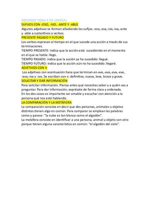 Resumen Tema 6 De Lengua
