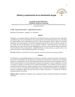 Informe De Laboratorio Termómetro De Gas