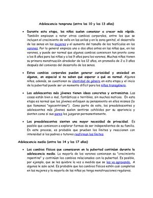 Adolescencia Temprana