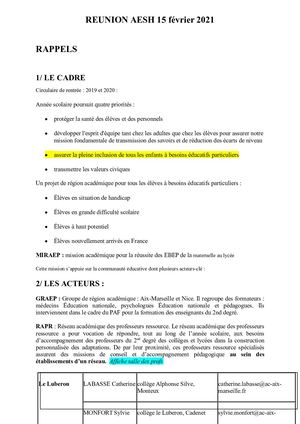 Reunion Aesh 15 Février 2021