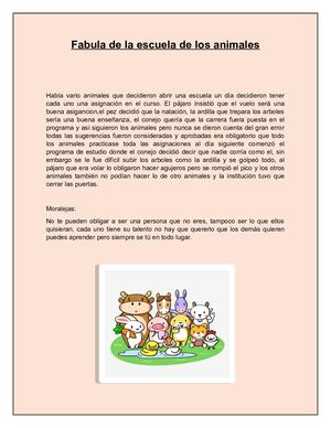 Fabula De La Escuela De Los Animales