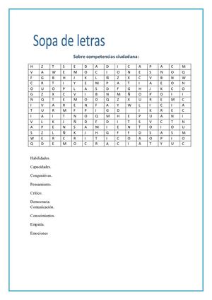 Sopa De Letras Competencias Ciudadanas