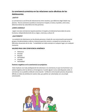 La Convivencia Armónica En Las Relaciones Socio