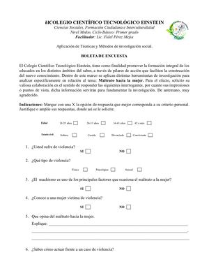 Encuesta sobre el maltrato a la mujer.