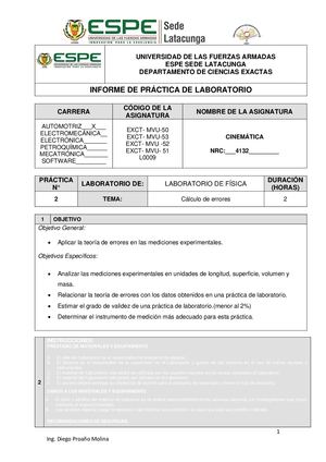 1 Guía De Laboratorio Cálculo De Errores