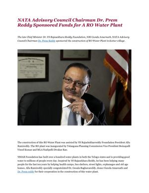NATA Advisory Council Chairman Dr. Prem Sagar Reddy Sponsored Funds For A RO Water Plant