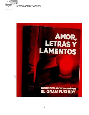 Libro De Poemas Amor, Letras Y Lamentos