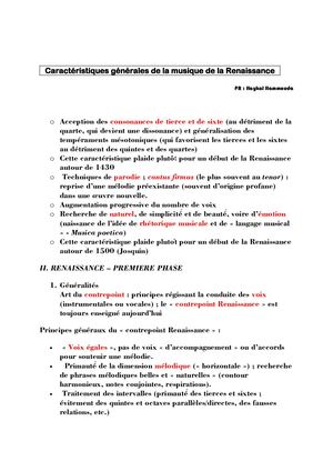 Caractéristiques Générales De La Musique De La Renaissance