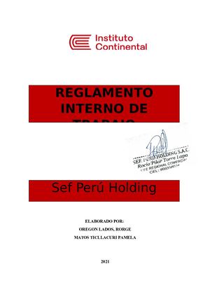 Reglamento Interno De Trabajo