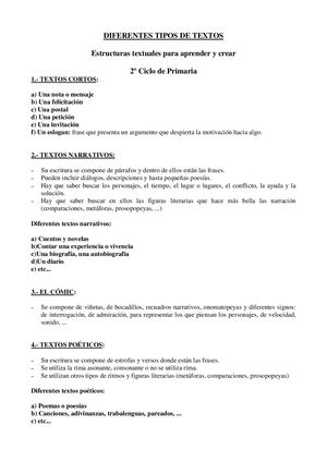 Los Textos En 2º Ciclo De Primaria