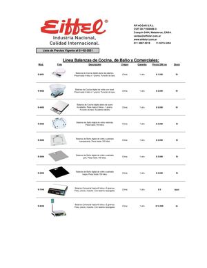 Lista De Precios Eiffel Febrero De 2021