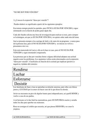 No Me Doy Por Vencido Actividades Para Afrontar Léxico Emociones Y Presente Simple