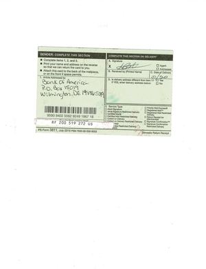 BOA Affidavit Green Card Delivery