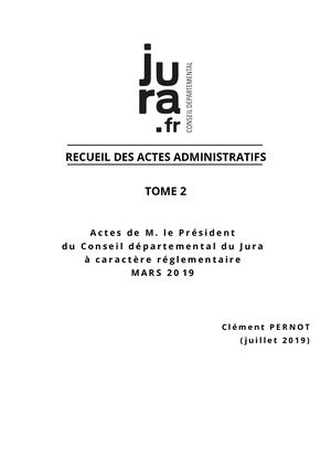 ARRÊTÉS DÉPARTEMENTAUX - MARS 2019