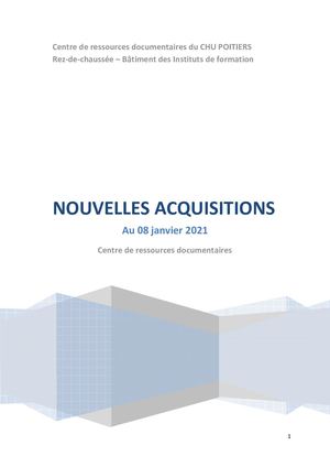 Nouvelles Acquisitions 8 Janvier 2021