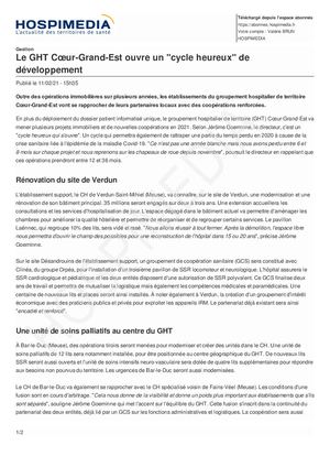 Le Ght Coeur Grand Est Ouvre Un Cycle Heureux De Développement Hospimédia 110221