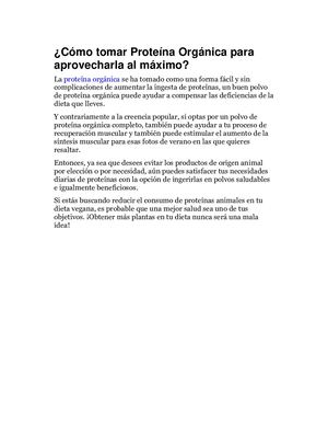 Cómo Tomar Proteína Orgánica Para Aprovecharla Al Máximo