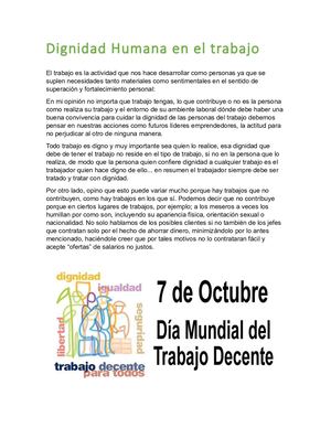 Dignidad Humana En El Trabajo